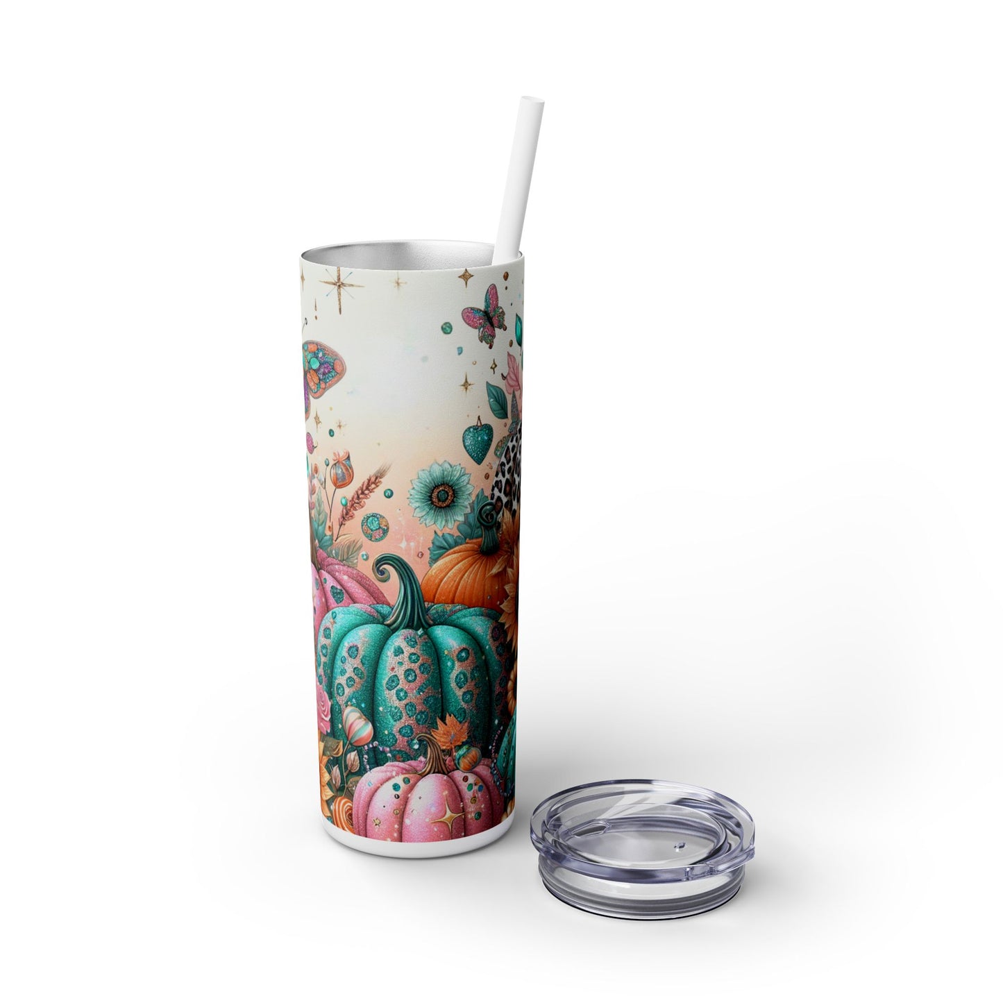 Butterflies & Pumkins Tumbler with Straw, 20oz