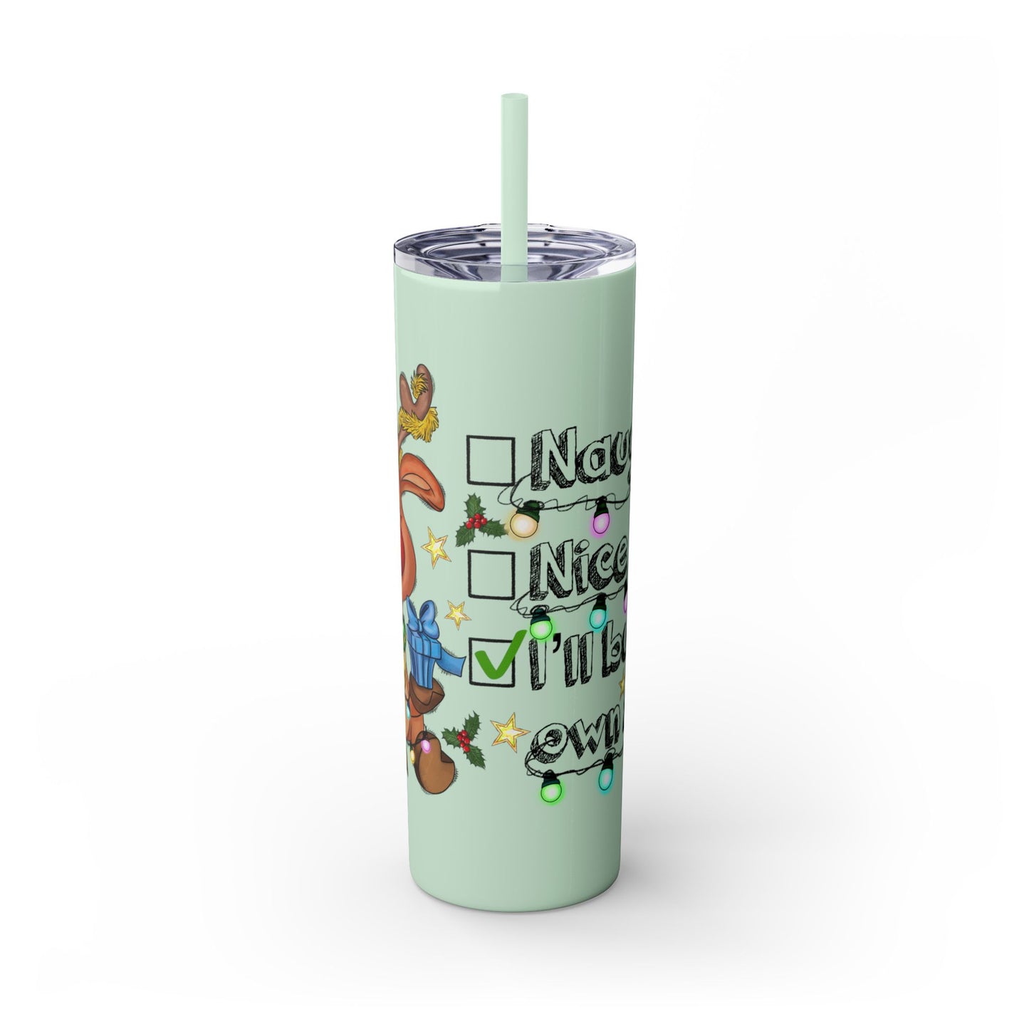 Naughty or Nice Tumbler with Straw, 20oz
