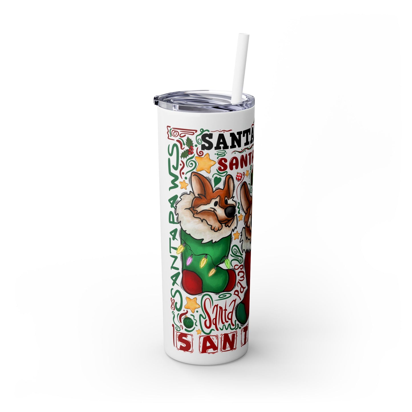 Christmas Stocking Tumbler with Straw, 20oz