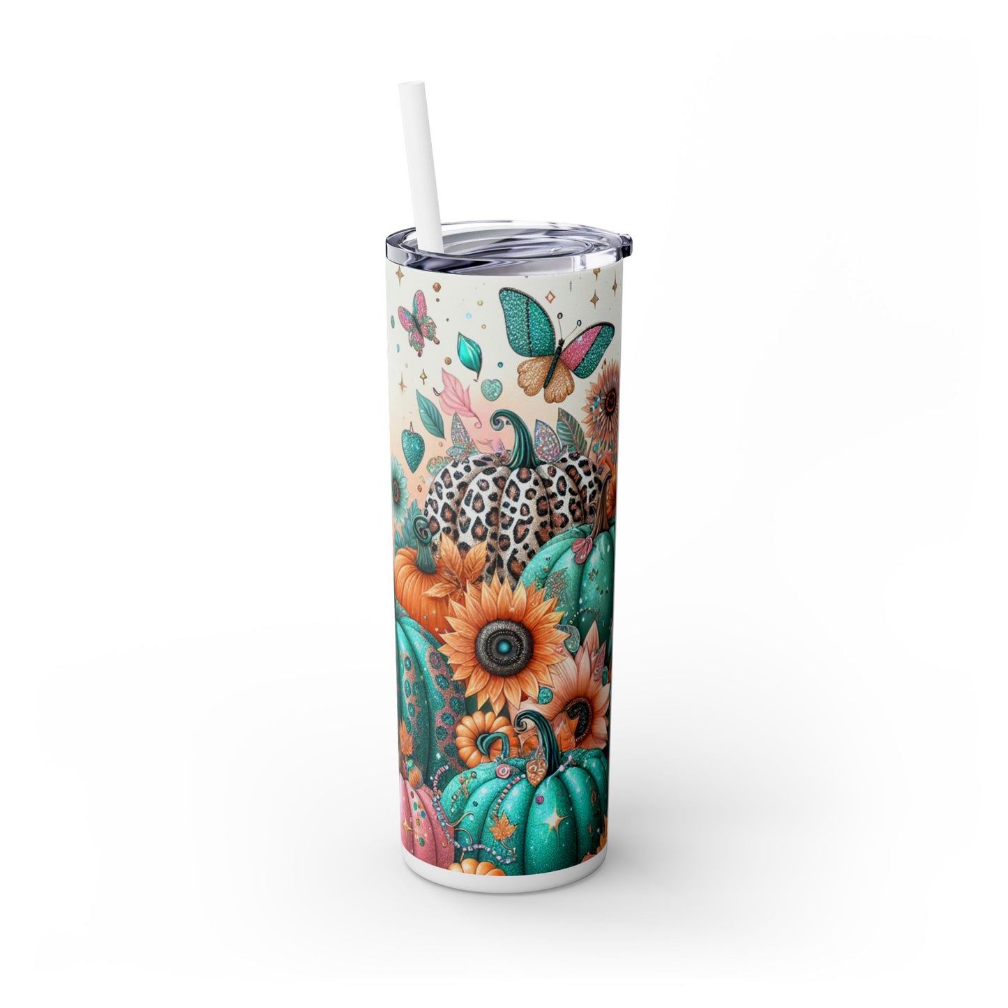 Butterflies & Pumkins Tumbler with Straw, 20oz
