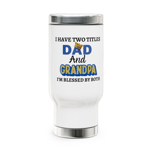 Two Titles-Stainless Steel Travel Mug with Handle, 14oz