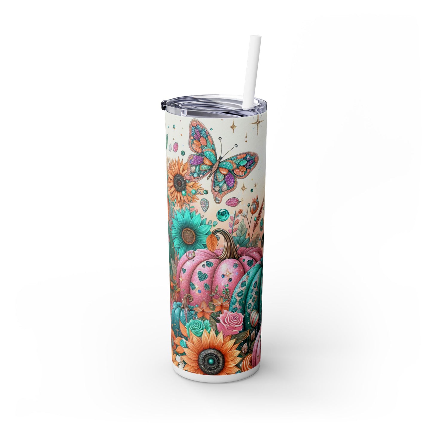 Butterflies & Pumkins Tumbler with Straw, 20oz