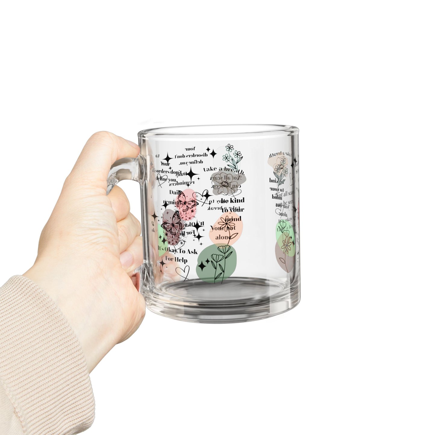 Mental Health Glass Mug, 10oz