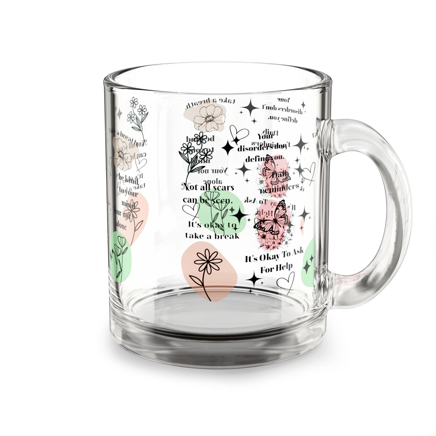 Mental Health Glass Mug, 10oz