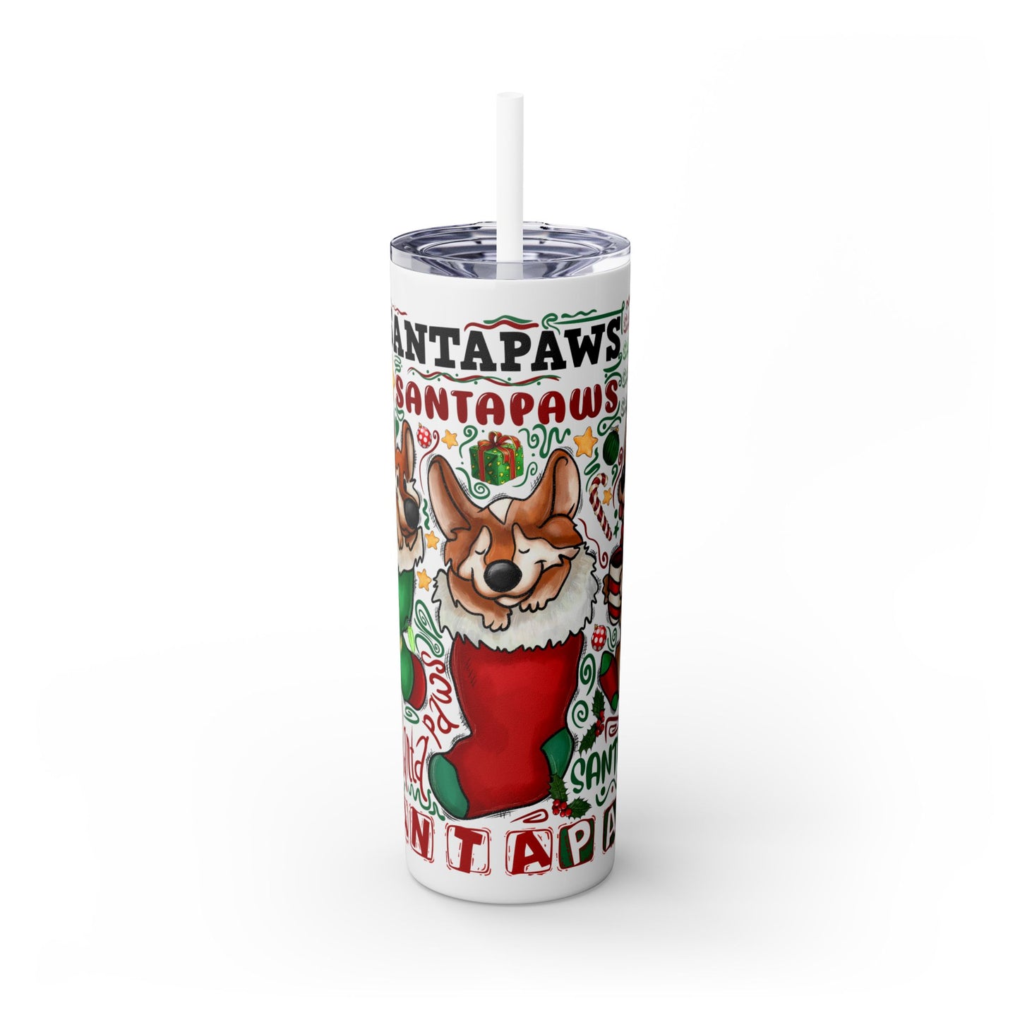 Christmas Stocking Tumbler with Straw, 20oz