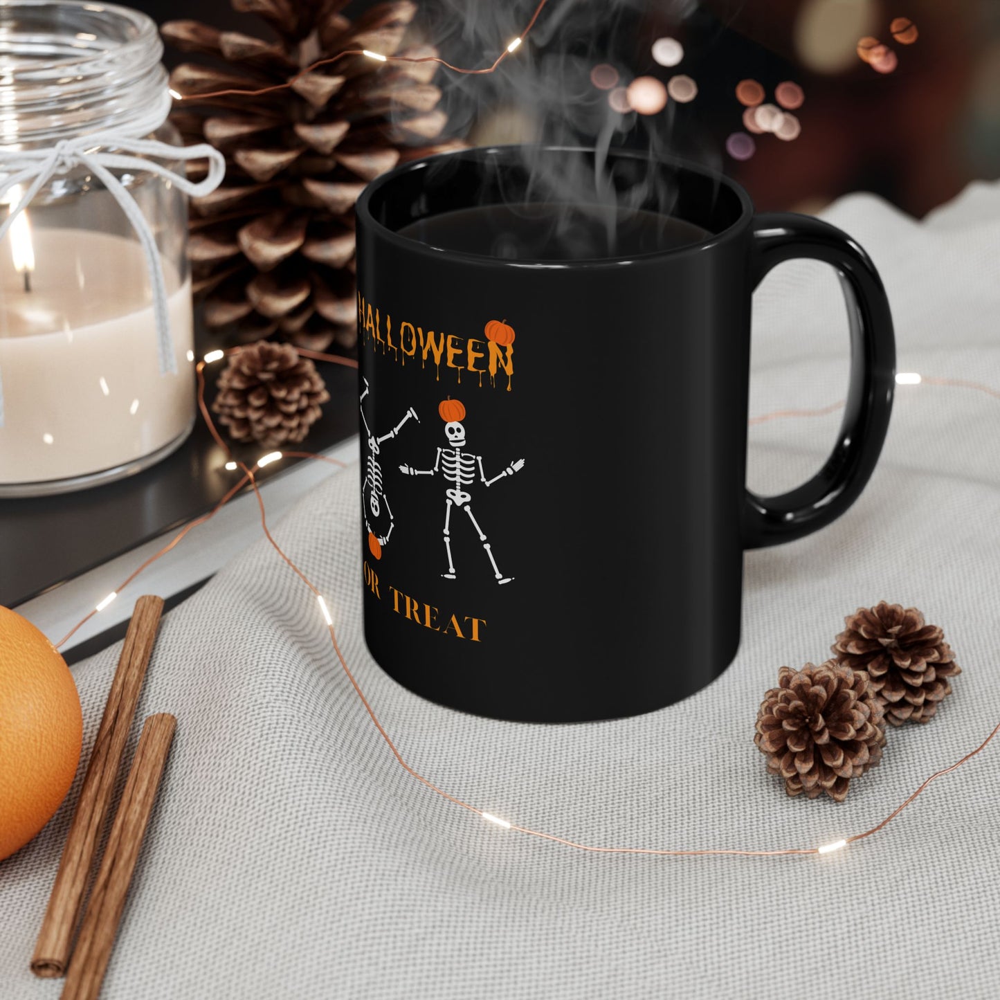 Happy Skelton Black Mug (11oz, 15oz)