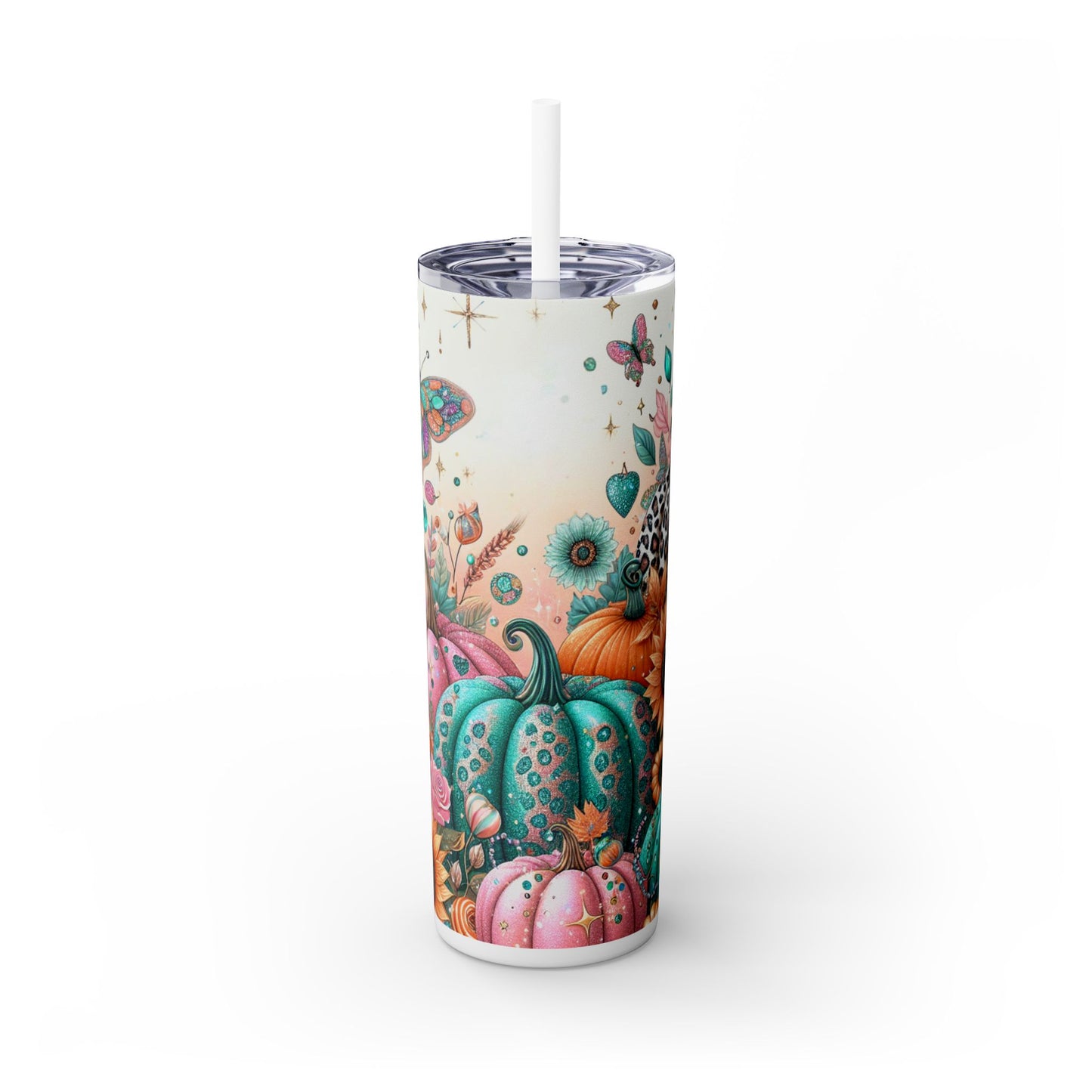 Butterflies & Pumkins Tumbler with Straw, 20oz