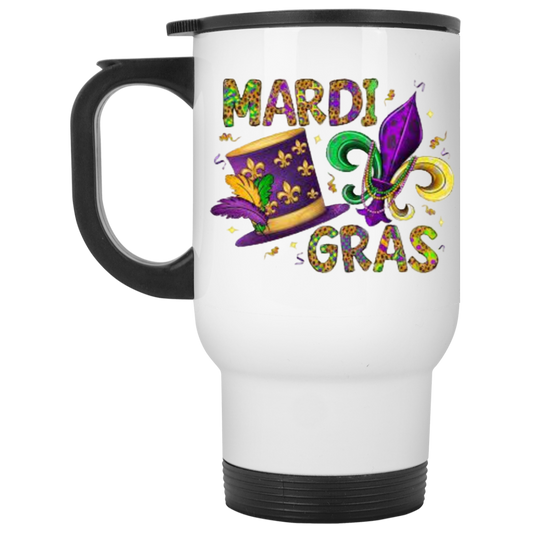 Mardi Gras XP8400W White Travel Mug