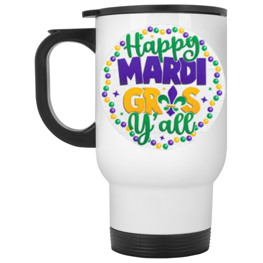 Happy Mardi Gras  White Travel Mug (XP8400W)