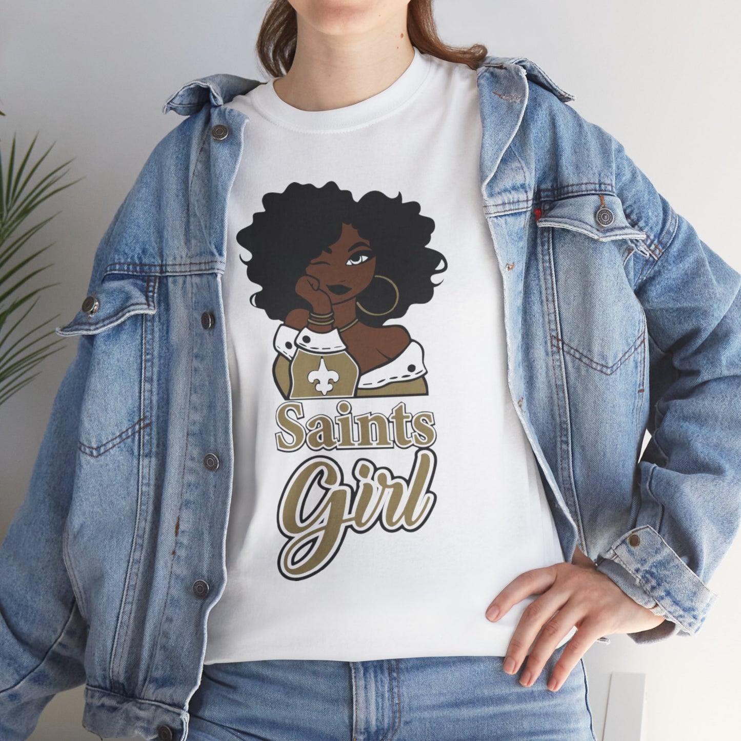 Unisex Heavy Cotton Tee...Saints Afro Girl